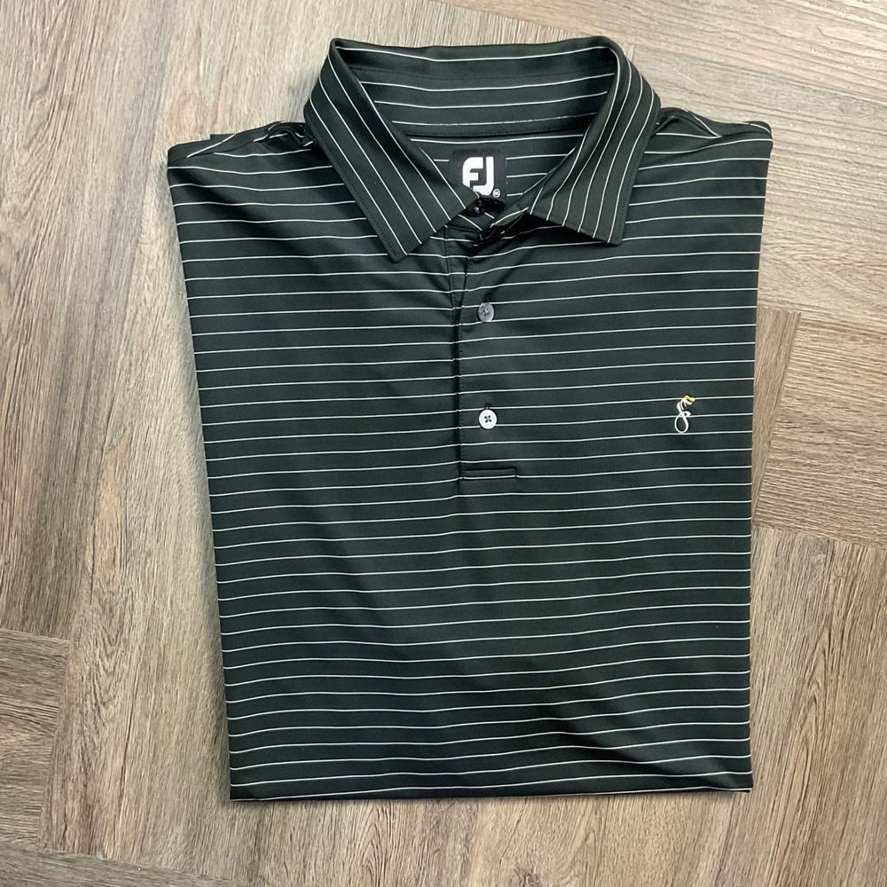 FootJoy Striped Seahorse FJ Logo Golf Tennis Polo Shirt  Mens XXL Black White